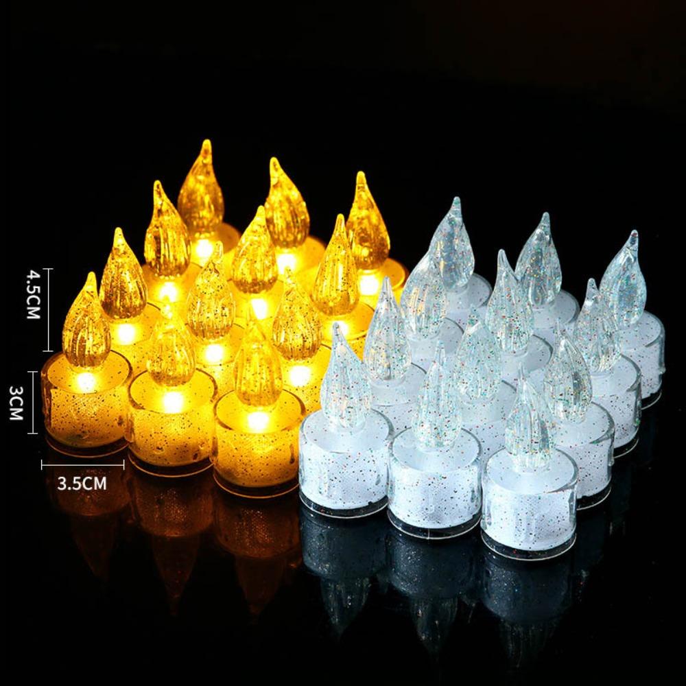24Pcs Romantic with Battery Candles Light LED Acrylic Electronic Candle Flameless Candle Lamp Home