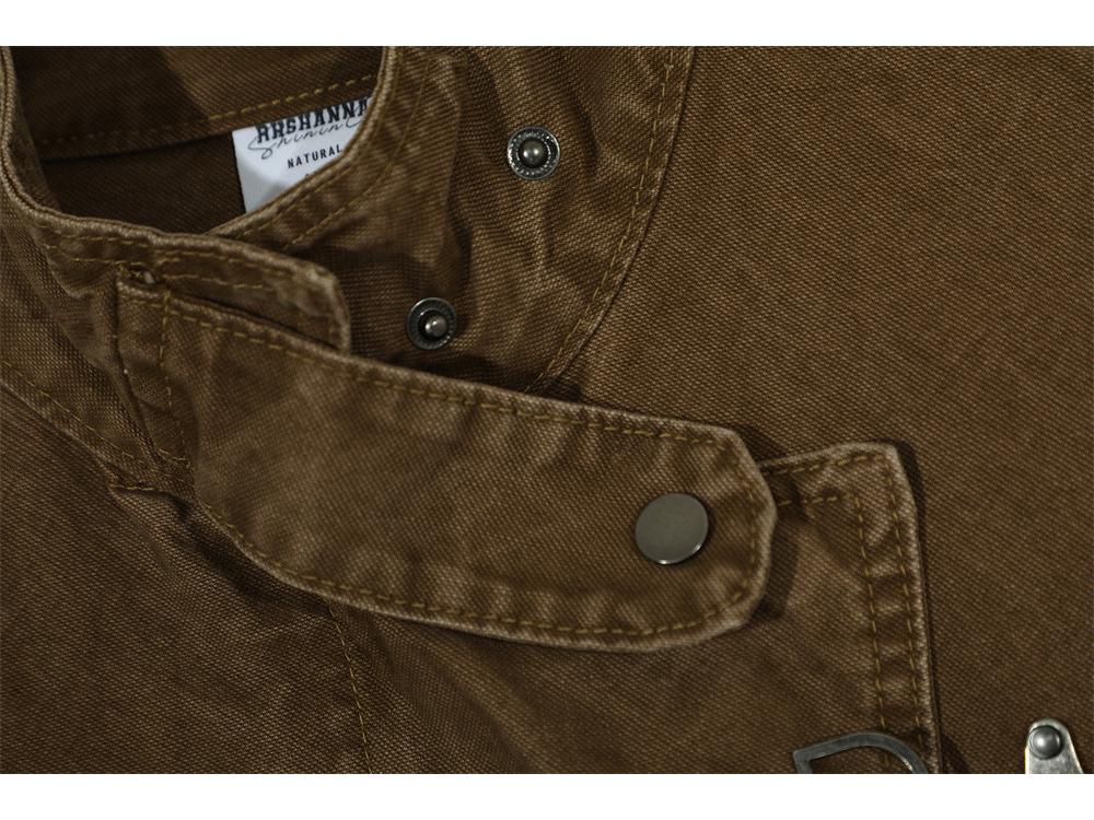 Jachetă Patchwork cu Guler Înalt pentru Bărbați, Stil Stradal European și American - Trendy, Versatilă, Croială Largă, Top de Lucru.