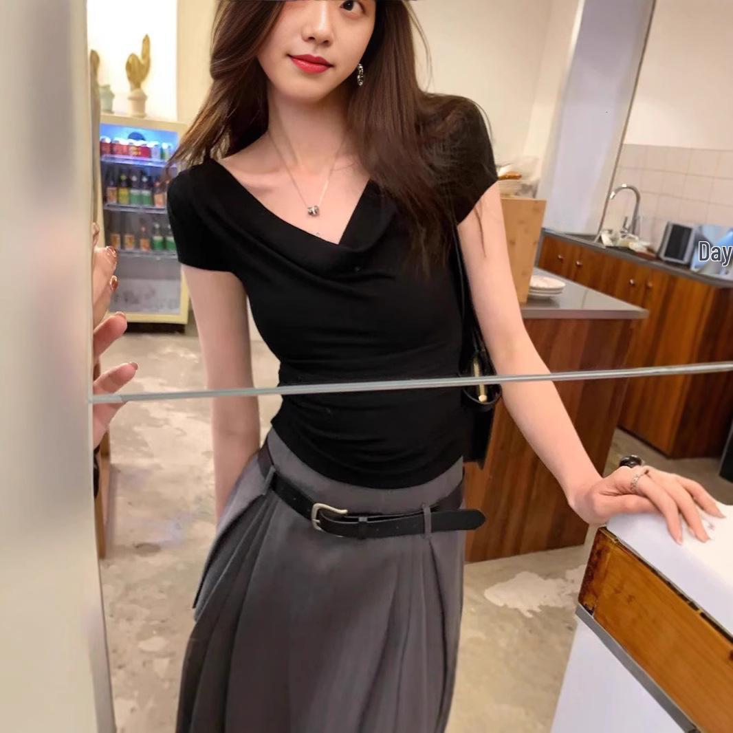 

2025 Pure Desire Slim Fit Short Sleeve T-Shirt - Sexy Summer Style One Size чёрный