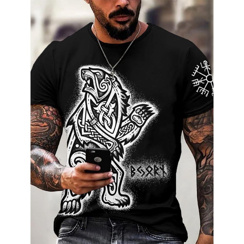 New Outdoor Street Style Men's Fashion T-Shirt 3D Textured Print Men's Fitness T-Shirt Casual Sports Short-Sleeve Top