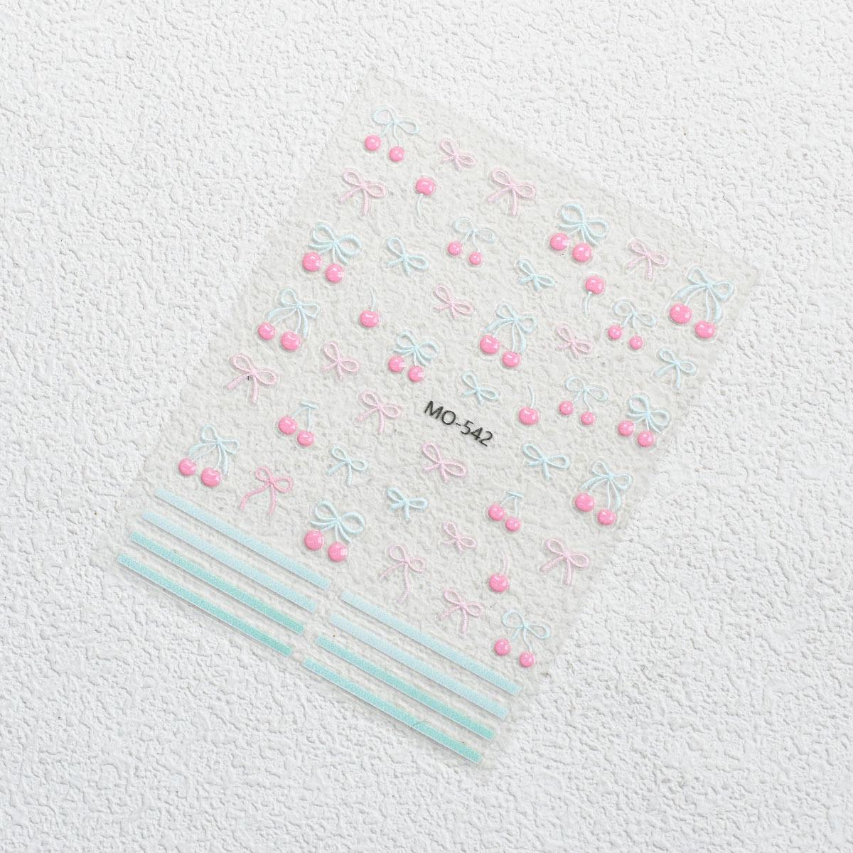 Mint Cherry 3D Nail Art Stickers - Fresh Cherry Bow Jelly Design
