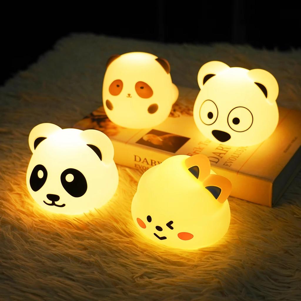 USB Rechargeable Silicone LED Night Light Cute Panda Lamp for Baby Nursery Bedroom Bedside Use