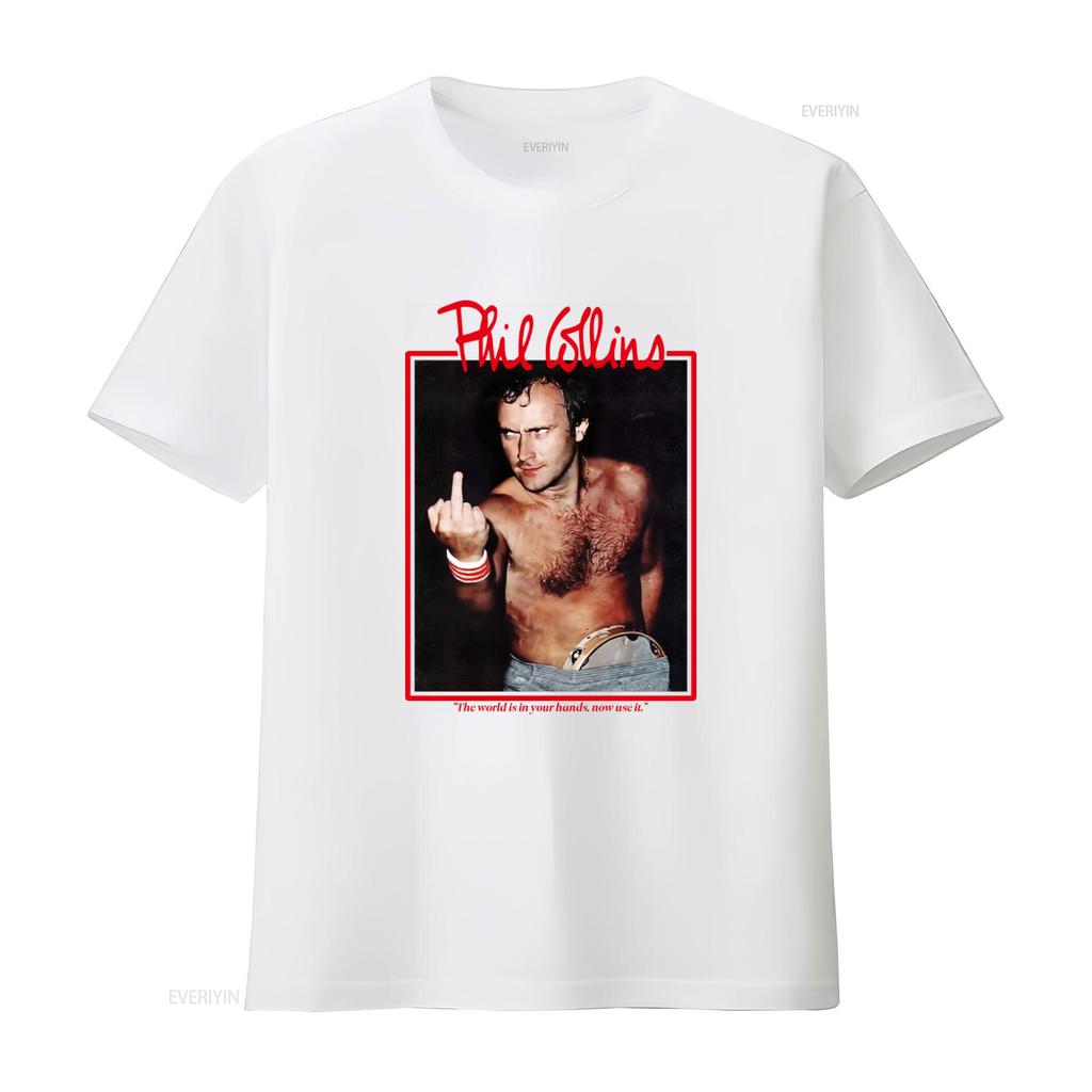 Camiseta Vintage de los 90 de Phil Collins Diseño Icónico de Estrella de Rock Perfecta para Amantes de la Música vintage Lavada gráfica Transpirable Cómoda