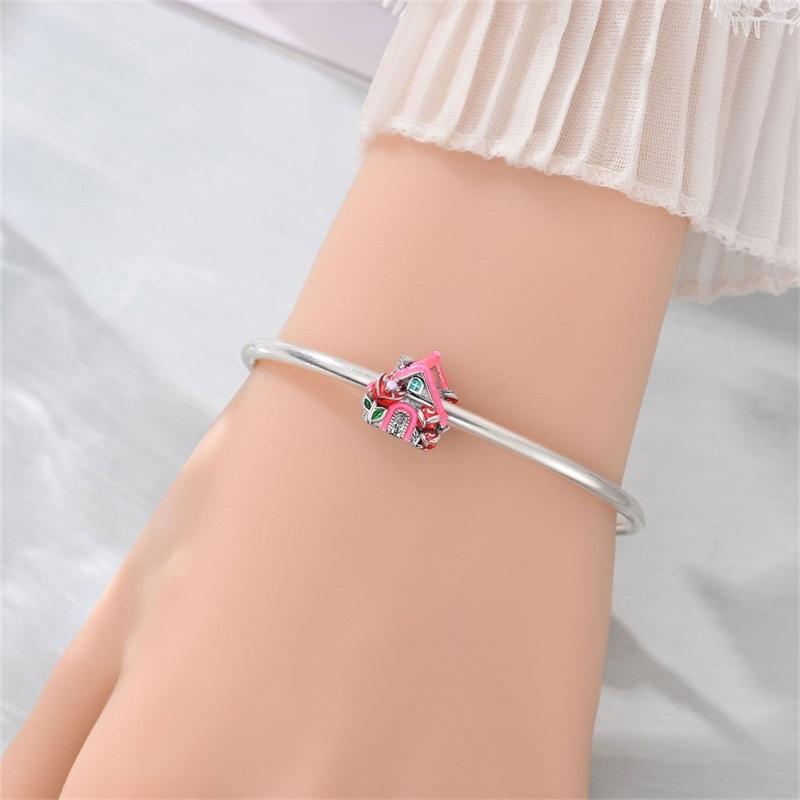 New Charms Copper Romantic Roses House Pendants Charms Fit Original Charms Bracelets Beads Diy Jewerlry Accessories