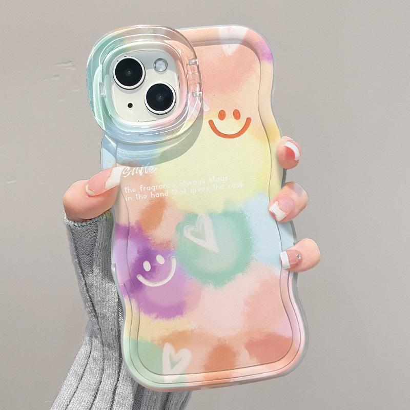 

Картина маслом Улыбка Радуга Подходит для IPhone16 Чехол для iPhone 15promax Невидимый двойной кронштейн 14 Милый 13 Redmi K40/K40 Pro