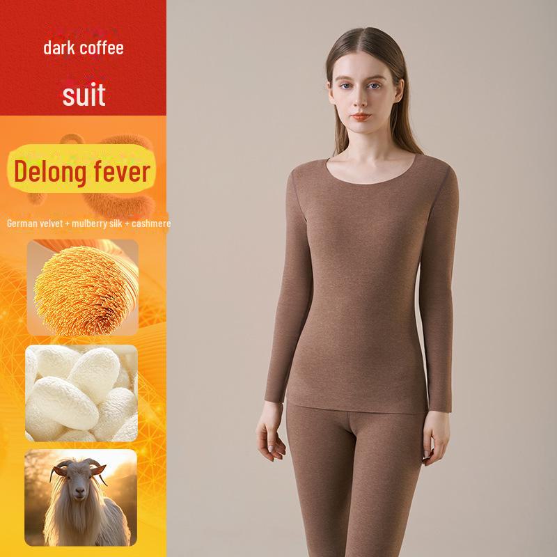 Herren- und Damen-Thermo-Unterwäsche-Set aus deutschem Kaschmir - Seiden-Unterhemd & Kälteabweisende Hose für Herbst/Winter