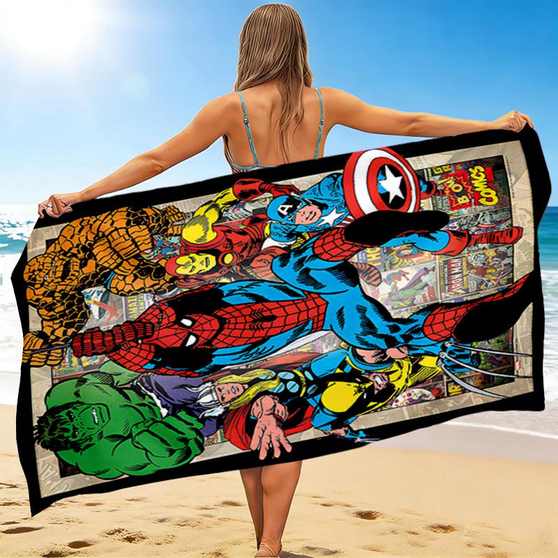 1Pc Superhero Comic Characters Beach Towel, Quick Dry, Multi-Use for Beach Pool Gym Yoga Home Travel, Christmas, Halloween, Xmas Gift Em92838