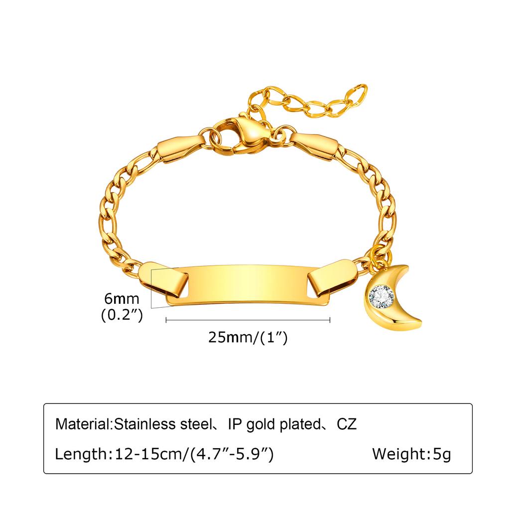 Name Custom Bracelet,Stainless Steel 3 To 1 Nk Zircon Chain Sun/Star/Moon/Heart/Butterfly Date Engrave Bracelets