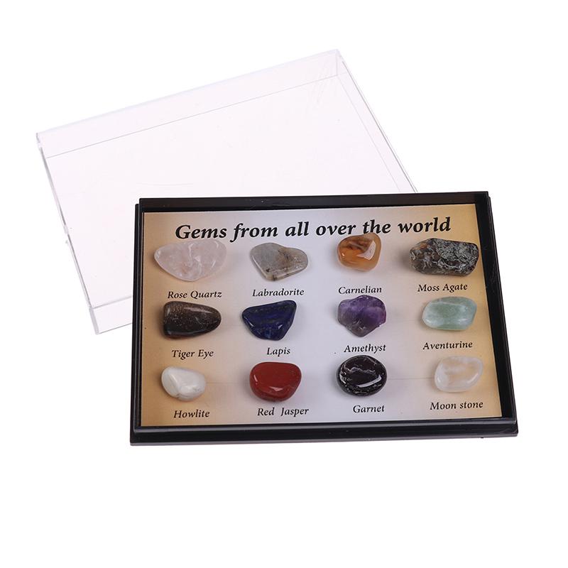 12 stk/eske Chakrasteiner Naturstein Reiki Healing Edelstener Agat