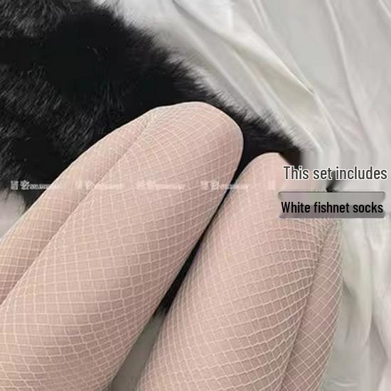 Sheer Black Over-the-Knee Lace Fishnet Stockings with Mid-Calf Erotic Design A8
