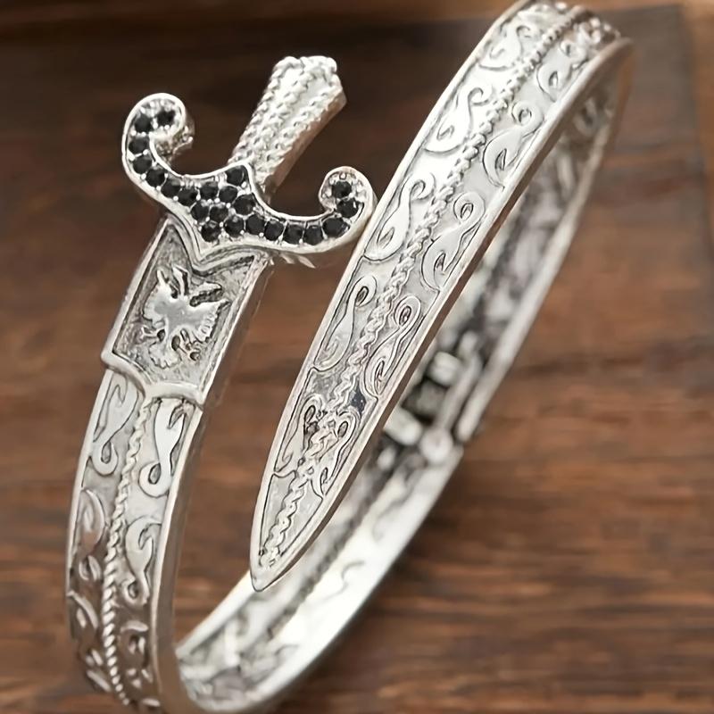 1pc Punk Gothic Geometric Open Sword Bangle Bangle Bracelet Bracelet Couple Gift Men Hip Hop Jewelry