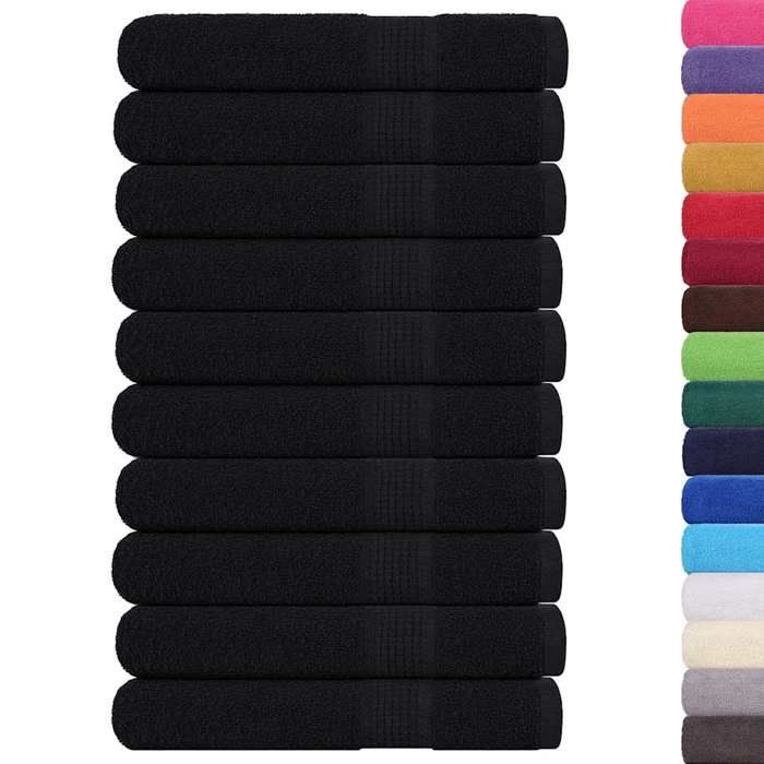 VidaXL Serviettes de sauna 10 pcs noir 80x200 cm 360 g/m² 100% coton, serviette, serviette de bain, serviette en coton 136961