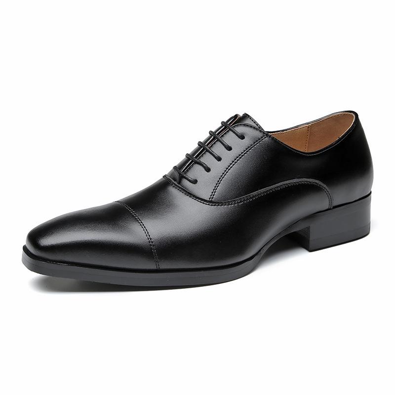 

2024 New British Style Men s Leather Derby Shoes - Formal Lace-Up for Business & Office 39 чорний