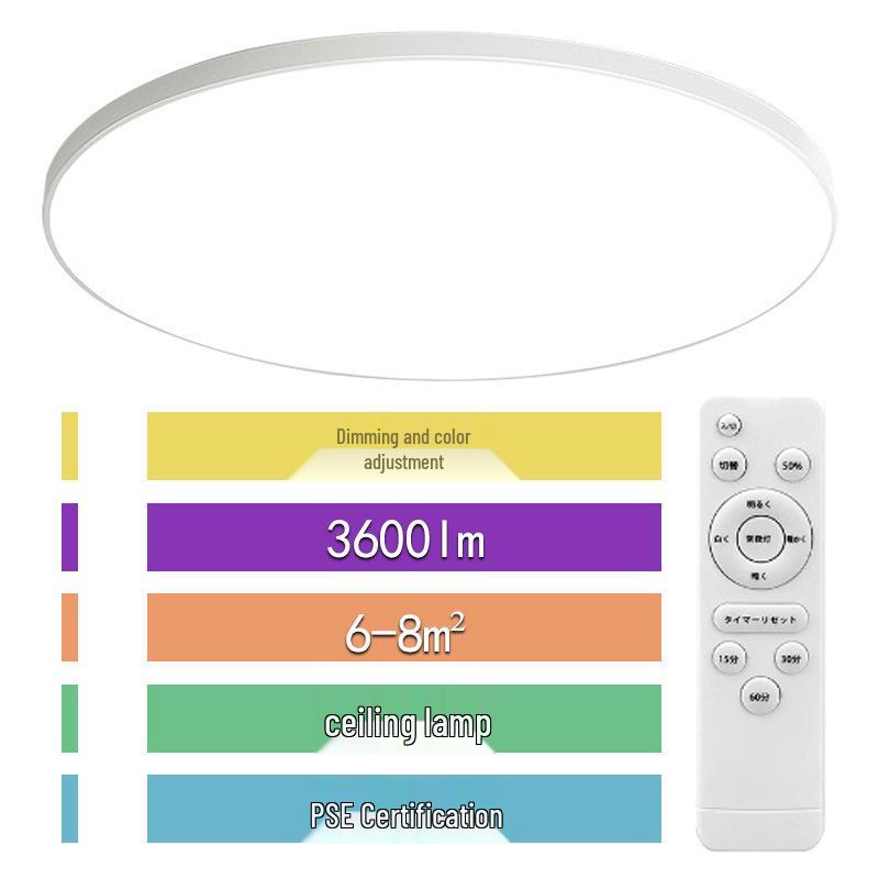 Ultra-Thin Smart LED Ceiling Light - Japanese Standard, 110V, PSE Certified for Bedroom, Living Room, Balcony