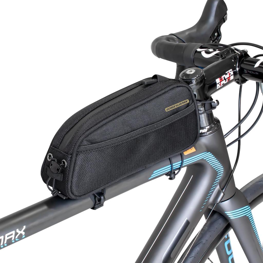 GORIX Top Tube Bag, Waterproof and Water-Repellent, with Cable Holes, Quick Release, and Smartphone Storage for Road Bikes, Frame Bag, Cycle Bag