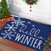 [Winter Schneeflocken Fußmatte] Weihnachten Hallo Winter Fußmatte - Maschinenwaschbar, Rutschfest, Rechteckige Polyester Willkommensmatte -