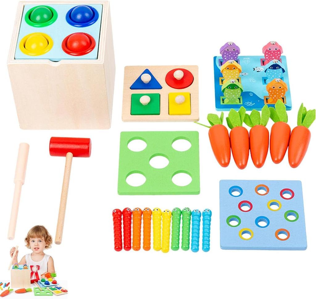 Montessori Toys Play Kit Sorting & Matching Toys Coin Ball Box Multi-function Stick Pull Radish Game Baby Learning Toys