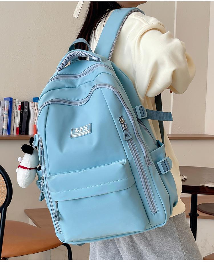 Schoolbag Multi-pocket Wholesale Middle School Student School Bag Girls Ridge Protection Large Capacity High Value Korean Simple Wind-packed Books