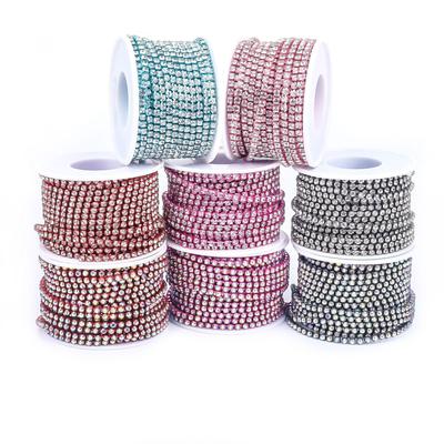 Catena con Strass Weichen Argento/Oro Rosso AB Bianco per Decorazione Abbigliamento (SS4.5-SS18)