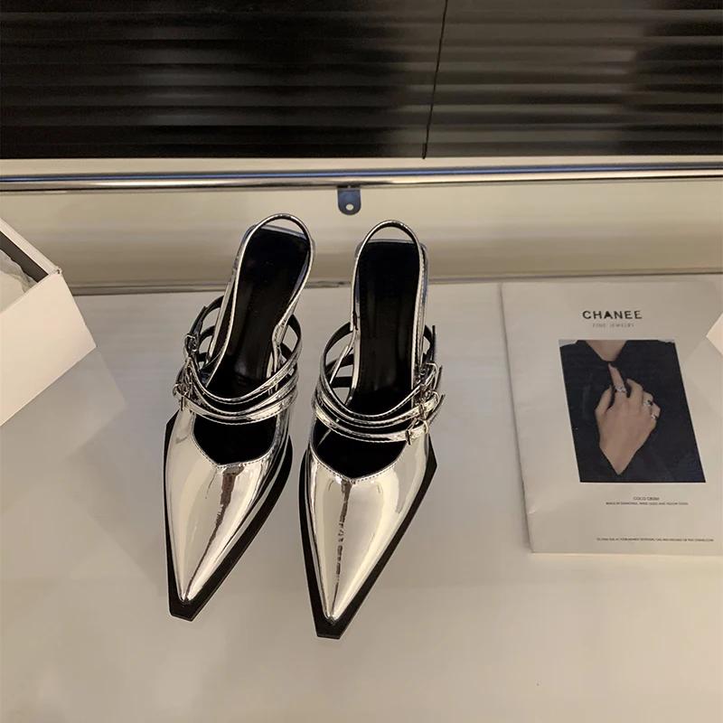 Designer Summer Women High Heel Sandals Fashion Shallow Pointed Toe Shoes Outdoor Dress Gladiator Lady Pumps