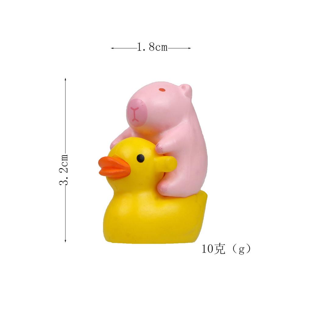 Pvc Capybara Duck Cartoon Figures Mini Garden Statues For Home Office Decor