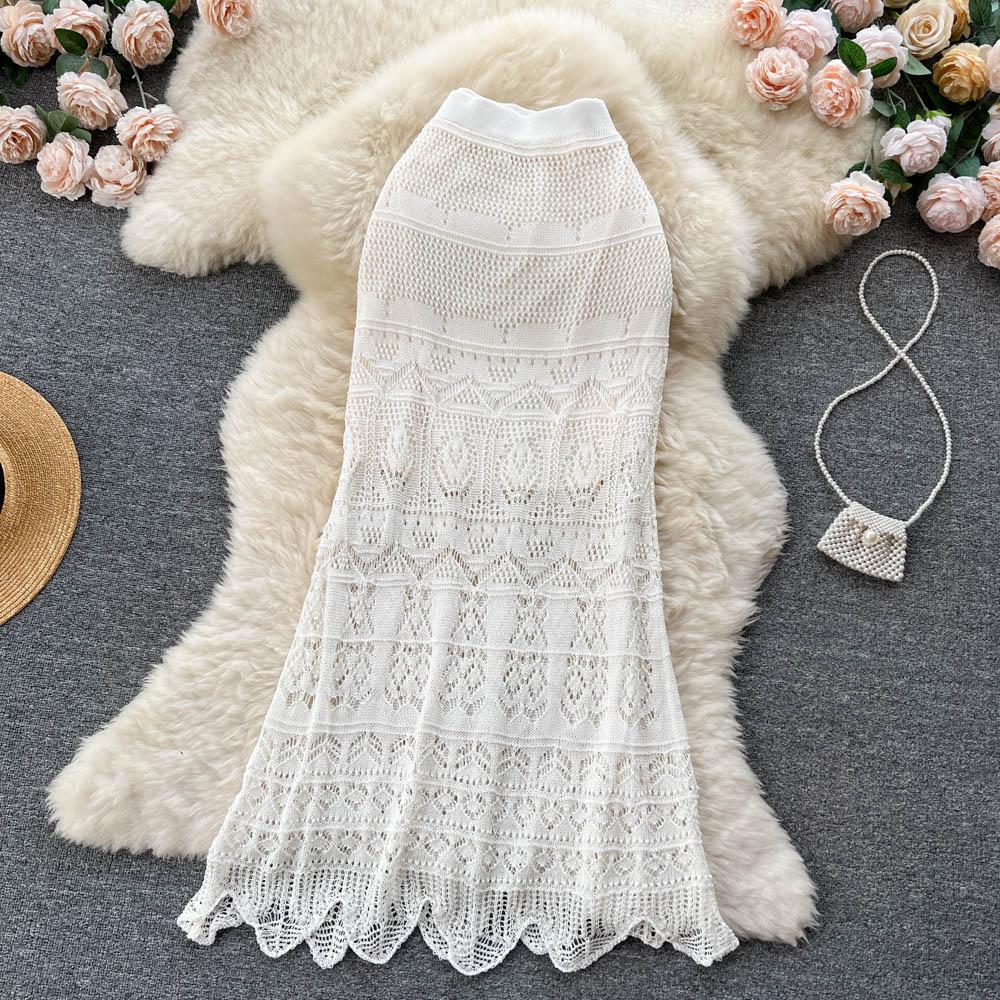 Autumn and Winter New Korean Medium-length Paragraph Elastic Hip Hook Flowers Wisp Niche Irregular Half-body Skirt