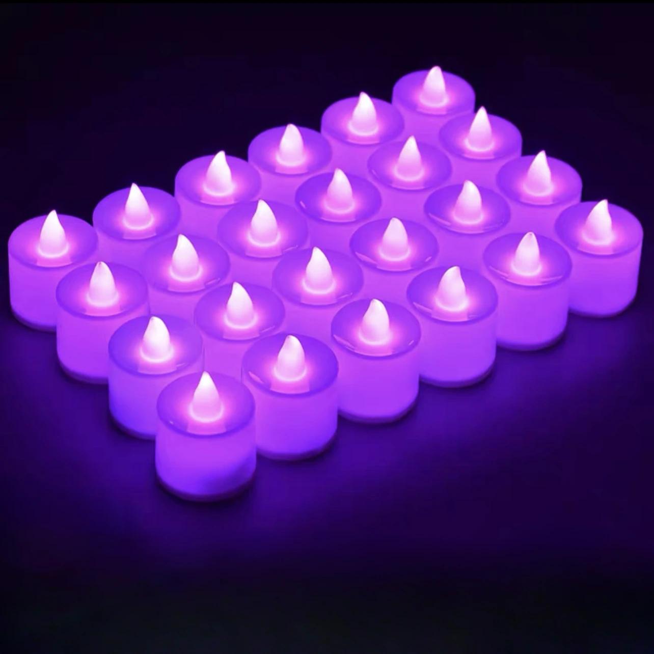 

LED Electronic Candle Lamp Romantic Proposal Creative Layout Supplies Birthday Surprise Heart-shaped Scene Props Decoration 24pcs світло-фіолетового кольору