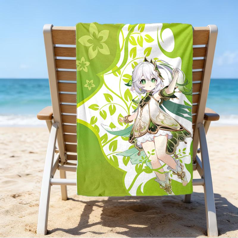 Proof Beach Towel with a Genshin Impact Characters5 Pattern - Soft,absorbent,quick-drying,machine Washable - Perfect for Swimming,camping,bathing