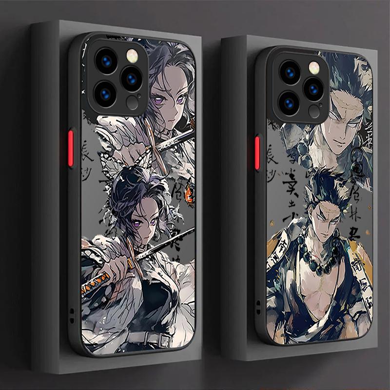 Anime D-Demon Slayer For iPhone 16 15 Promax Phone Case for Iphone 13 Case Silicone Matte Cover Shockproof Protective Soft Cover