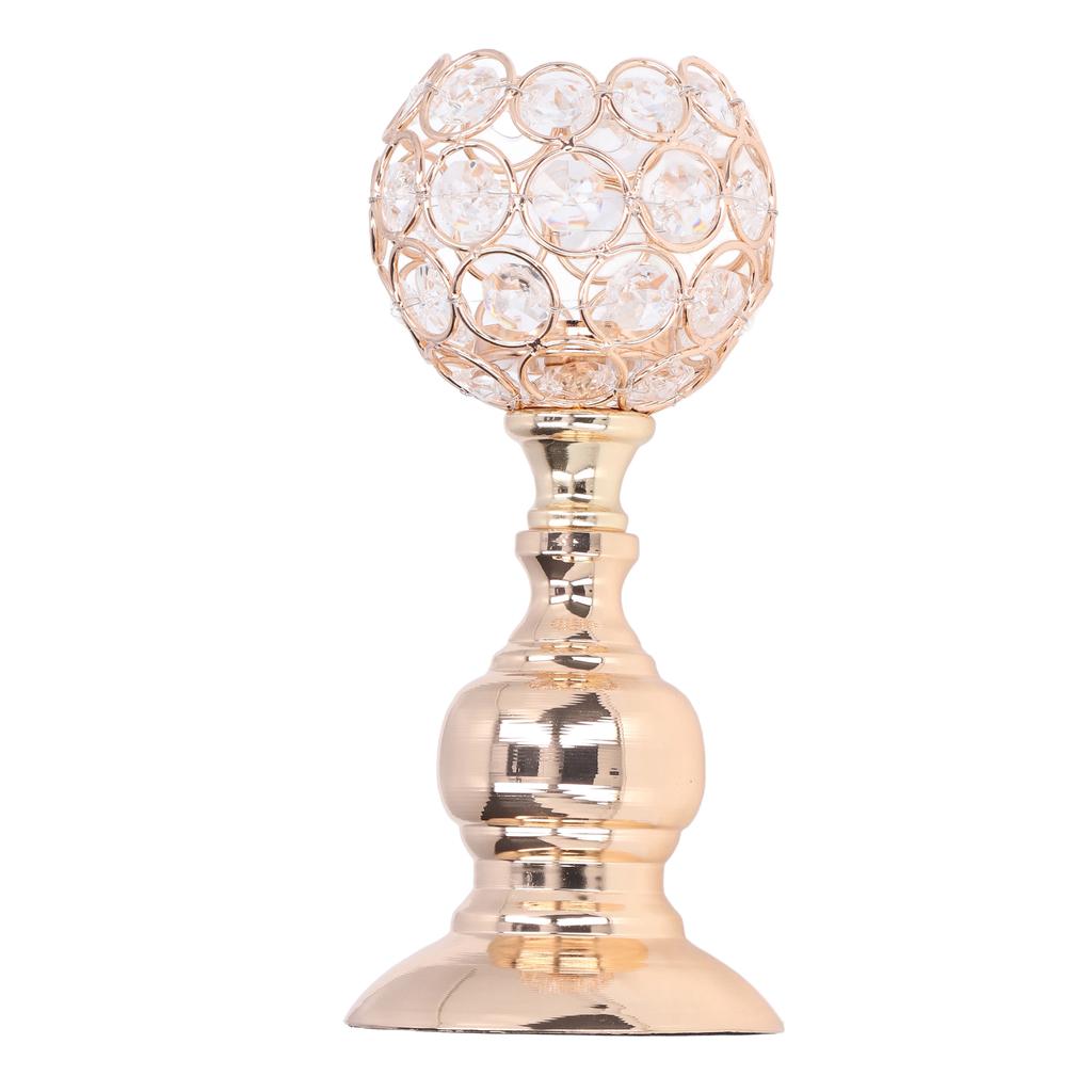 Crystal Candle Holder Hollow Carved Design Elegant Style Electroplating Process Fine Polishing