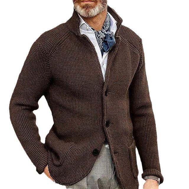 New Men's Casual Long Sleeve Solid Knit Sweater