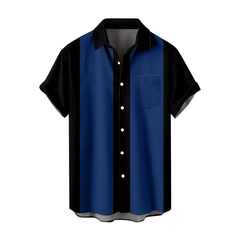 

Летняя мужская полосатая повседневная рубашка с короткими рукавами и принтом 5XL