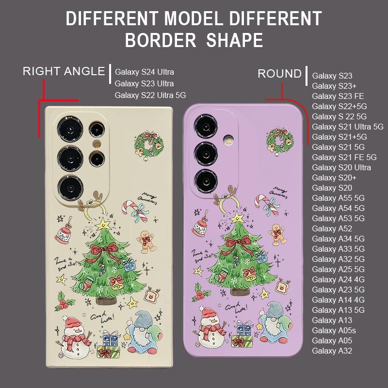Lanyard Soft TPU Case For Samsung Galaxy A17 A16 A56 A55 A54 A15 A35 A26 A36 5G S25 S24 S23 S22 Ultra S24 FE Christmas Tree Phone Cover