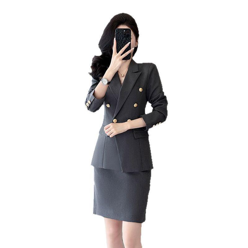 Navy Blue Women's Suit Set - 2025 Spring/Autumn High-End Hotel Manager Professional Business Uniform.