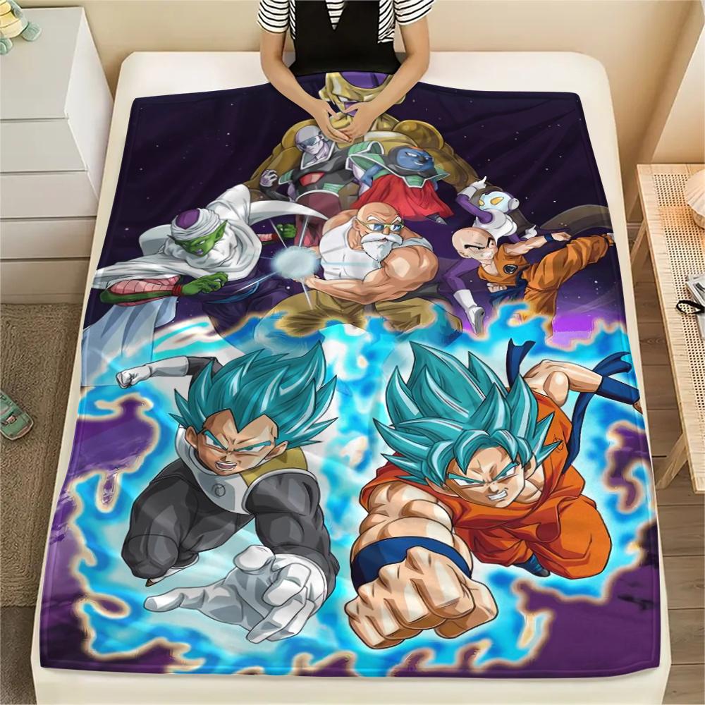 Coperta in Flanella con Stampa Personaggi Dragon Ball, Alta qualità Confortevole per Tutte le Stagioni, Arredamento per la Casa, Calore e Comfort, Perfetta per Regali di Natale