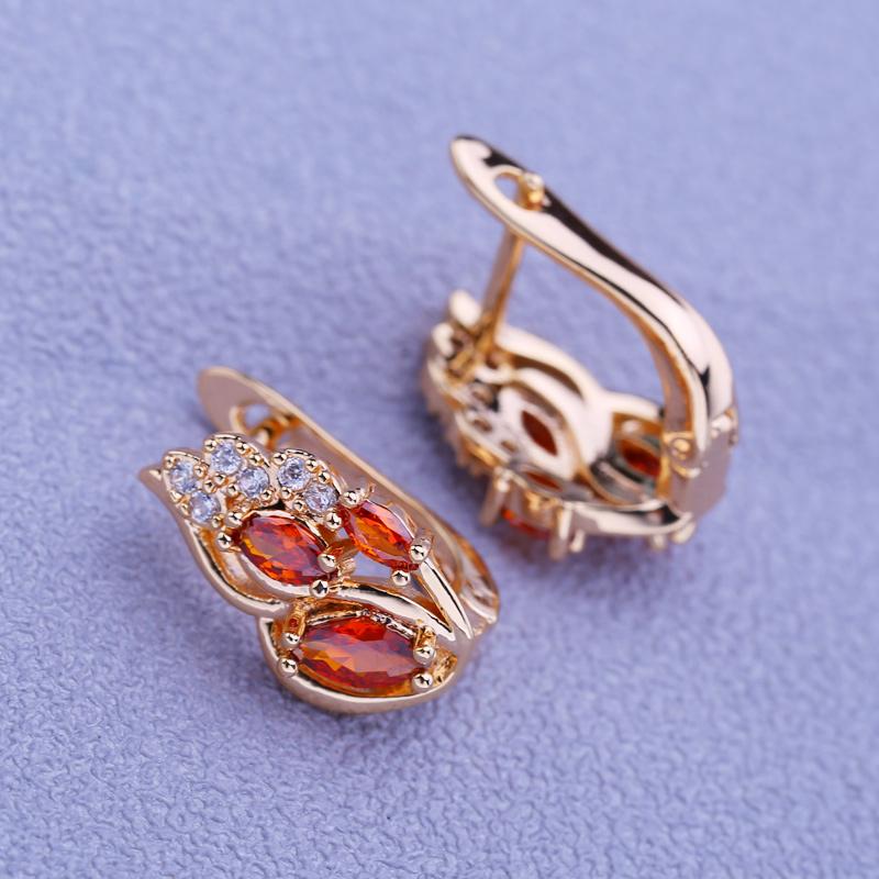 MINTHA Gioielli di Moda Zirconia Cubica Rossa Premium in Colore Oro Rosa Orecchini a Clip Per Donna Orecchini da Sposa
