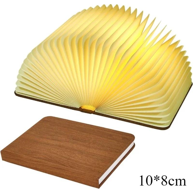 Rechargeable LED Book Lamp,Wooden Night Light,Portable Desktop Light,Foldable Reading Lamp,Home Library Bedside Ambient Lighting