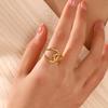 Stainless Steel Heart-Shaped Open Ring for Women - European & American Hip-Hop Style
