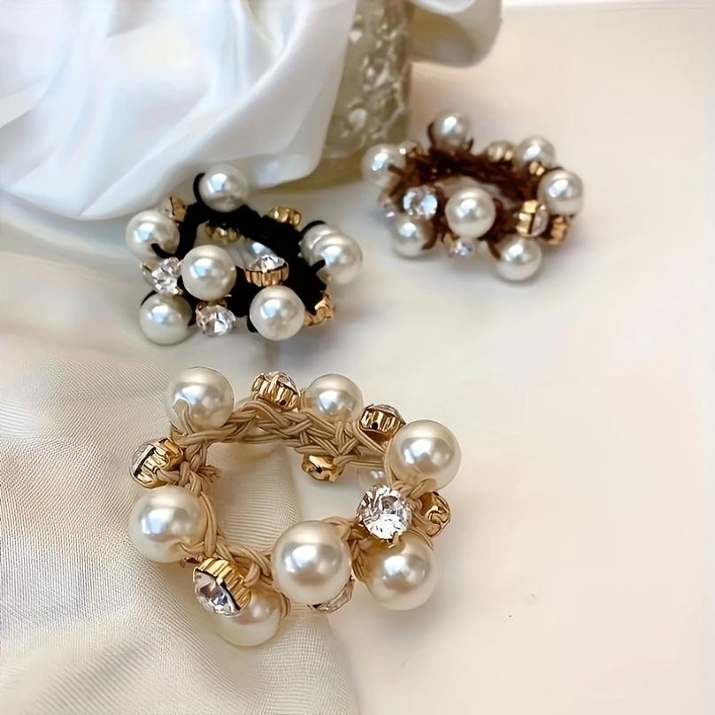 3pc Women'S Simple And Elegant Pearl Hairband Simple And Elegant Artificial Pearl Headband, Elastic Band
