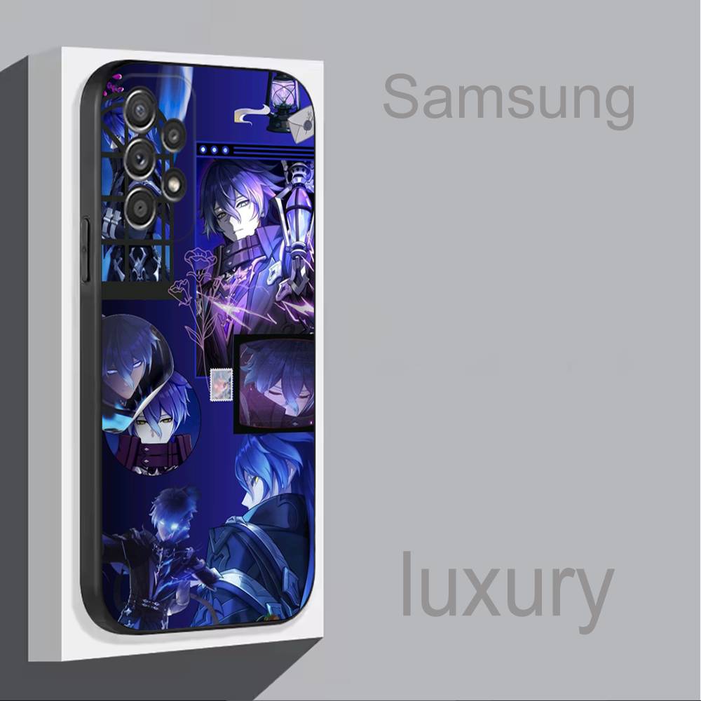 G-Genshin Impact F-Flins For Samsung S 25,24,23,22,30,21,10,9,Ultra,Plus,Lite,FE,4,5G Phone Case Black Soft Case