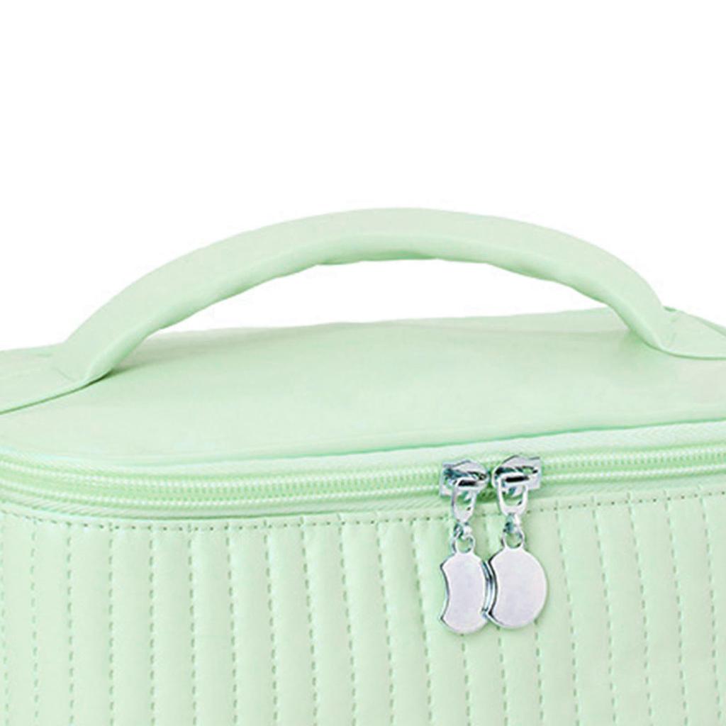 PU Coperchio Apribile Forma Torta Borsa Trucco Borsa Porta Cosmetici Colore Tenue Portatile Borsa Trucco Verde Chiaro