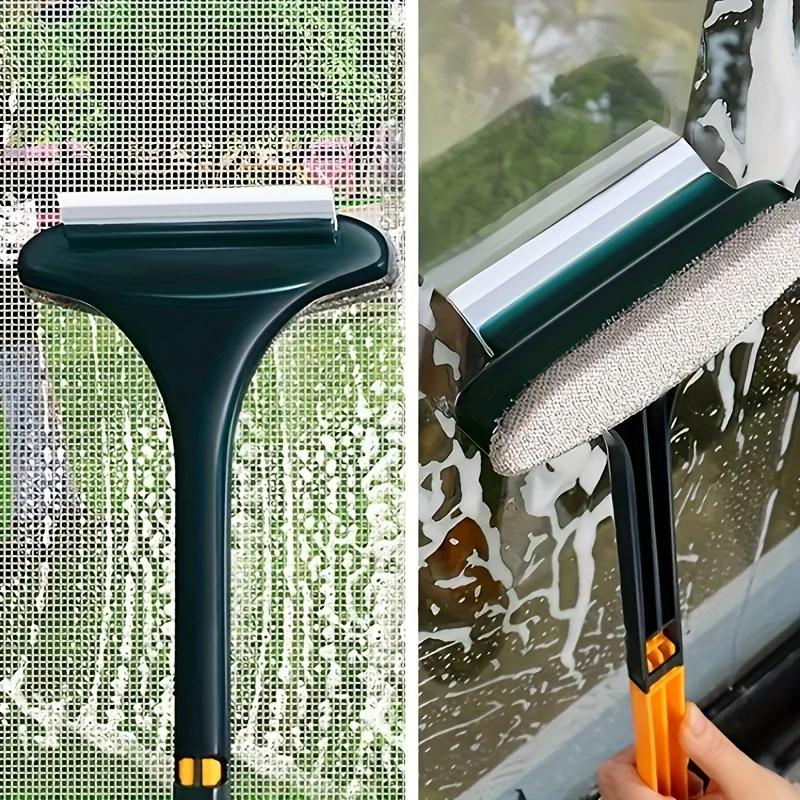 Double-sided Window Screen Cleaning Brush 2 In 1 Window Glass Wiper Scraper Long Handle Household Wet Dry Cleaning Supplies