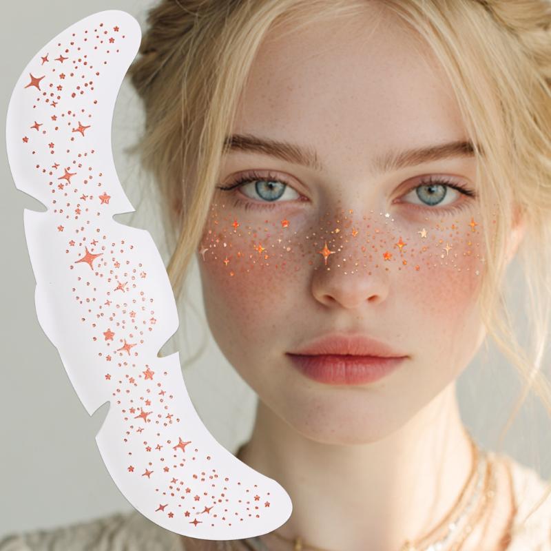 1 Sheet Glitter Freckles Holographic Stickers Waterproof Heart Freckle Temporary Tattoo Stickers Face Makeup