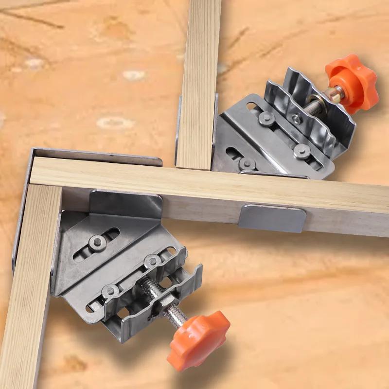 Stainless Steel Wood Working Clamps 90° Right Angle Fixed Clamp Adjustable Positioner Photo Frame Splicing Quick Clamp Hand Tool