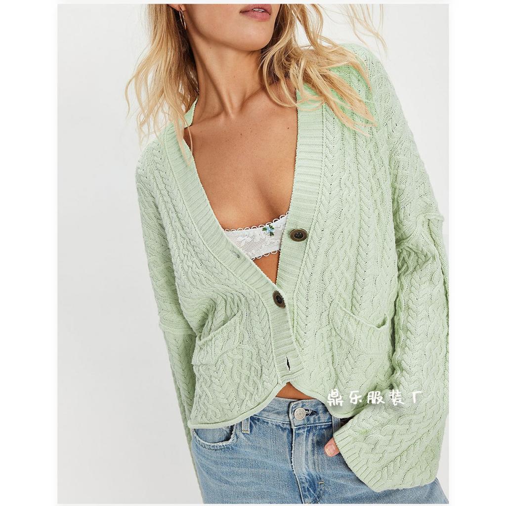 New Autumn and Winter Women's Clothing Short Twist Loose Solid Color Knitted Cardigan Jacket