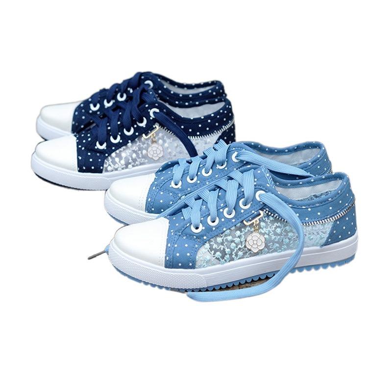 Women Shoes Fashion Summer Casual Shoes Cutouts Lace Canvas Hollow Breathable Platform Flat Shoes Woman Sneakers