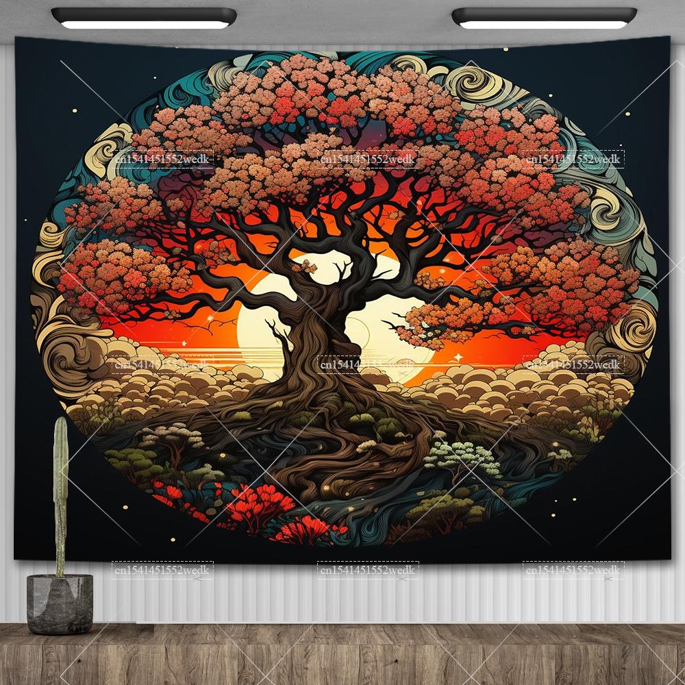 Celtic Tree of Life Tapestry Wall Hanging Room Decor Aesthetic Yoga Mats Landscape Tapestrys Wall Art Decorative Altar Cloths