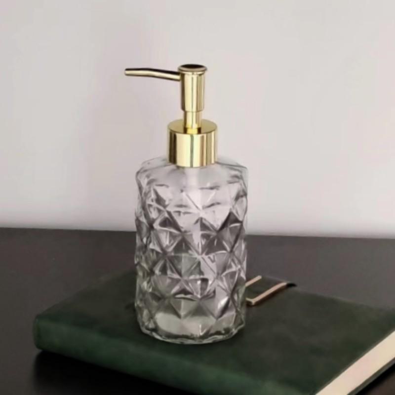 Luxurious Vertical Stripe Glass Pump Bottle for Soap, Lotion, or Shampoo