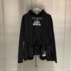 ZYLLO Fake-Zweiteiler Ärmel Stickerei Abzeichen Etikett Protocol Gewaschenes Loch Beschädigtes Hoodie Herren Damen Kordelzug Locker Pullover Kapuzenpullover