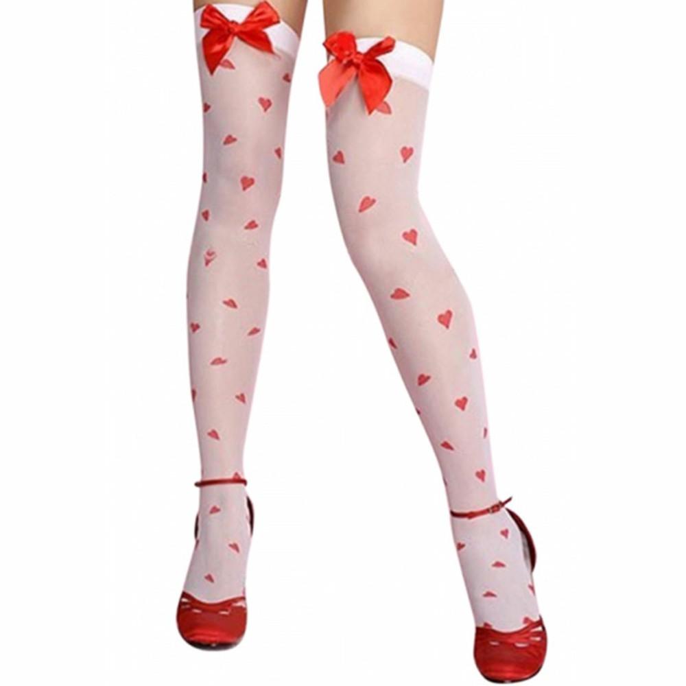 Women Sexy Thigh Cute Peach Heart Bow 